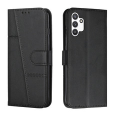 For Samsung Galaxy A13 4G Stitching Calf Texture Buckle Leather Phone Case(Black)