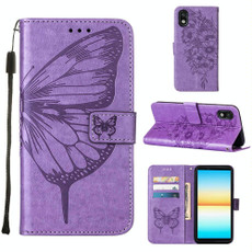 For Sony Xperia ACE III Embossed Butterfly Leather Phone Case(Purple) For Sony Xperia ACE III Embossed Butterfly Leather Phone Case(Purple)