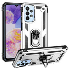For Samsung Galaxy A23 Shockproof TPU + PC Phone Case with Holder(Silver)