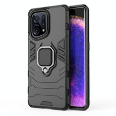 For OPPO Find X5 Shockproof PC + TPU Protective Phone Case with Magnetic Ring Holder(Black)
