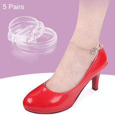 5 Pairs Transparent Silicone Invisible High Heels Leather Shoes Anti-Heel Laces(Transparent)
