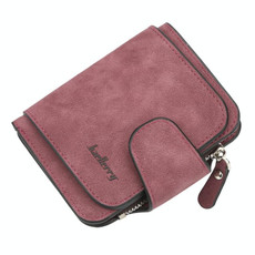 Baellerry Ladies Buckle Nubuck Leather Coin Purse Cute Small Fresh Student Wallet(Dark Red)