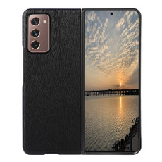 For Samsung Galaxy Z Fold2 5G Wood Texture PU Phone Case(Black)