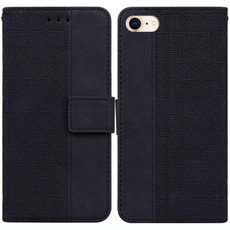 For iPhone SE 2022 / SE 2020 / 8 / 7 Geometric Embossed Leather Phone Case(Black)