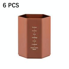 6 PCS Simple Modern Office Desktop Storage Pen Holder(Brick Red)