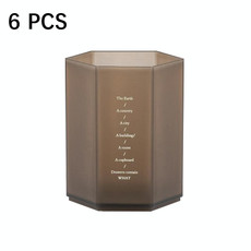 6 PCS Simple Modern Office Desktop Storage Pen Holder(Transparent Brown)