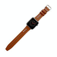 Genuine Leather Nylon Watch Band For Apple Watch Series 9&8&7 41mm / SE 3&SE 2&6&SE&5&4 40mm / 3&2&1 38mm(Brown)