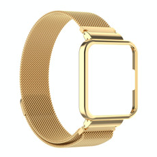 For Xiaomi Redmi Watch 2 2 in 1 Milano Metal Watch Band with Watch Frame(Gold)