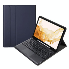 A800B-A Split Bluetooth Keyboard Leather Case with Holder & Pen Slot & Touchpad For Samsung Galaxy Tab S8+ X800(Blue)