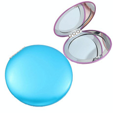 3 PCS Makeup Small Mirror Folding Portable Clamshell Circular Mirror(Sky Blue)