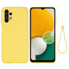 For Samsung Galaxy A13 4G Pure Color Liquid Silicone Phone Case(Yellow)