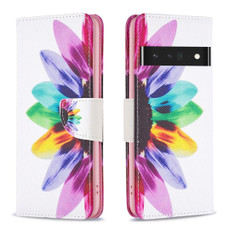 For Google Pixel 7 Pro 5G Colored Drawing Pattern Leather Phone Case(Sun Flower) For Google Pixel 7 Pro 5G Colored Drawing Pattern Leather Phone Case(Sun Flower)