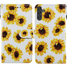 For Samsung Galaxy A13 Painted Pattern Horizontal Flip Leather Phone Case(Sunflower)