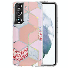 For Samsung Galaxy S22 5G Electroplating TPU Protective Phone Case(Pink Rhombus)