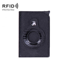 Lizard Pattern RFID Anti-Theft Card Holder With Tracker Hole For Airtag(Black)