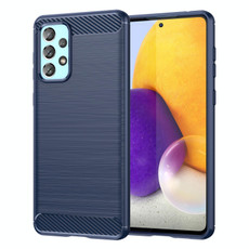 For Samsung Galaxy A73 5G Brushed Texture Carbon Fiber TPU Phone Case(Blue) For Samsung Galaxy A73 5G Brushed Texture Carbon Fiber TPU Phone Case(Blue)