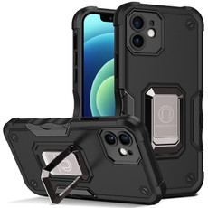 For iPhone 11 Ring Holder Non-slip Armor Phone Case (Black)