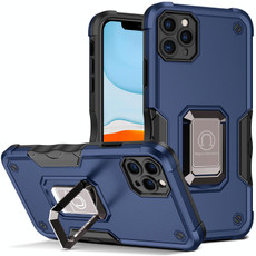 For iPhone 12 Pro Max Ring Holder Non-slip Armor Phone Case(Blue)