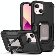 For iPhone 13 mini Ring Holder Non-slip Armor Phone Case (Black)