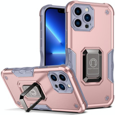 For iPhone 13 Pro Ring Holder Non-slip Armor Phone Case (Rose Gold)