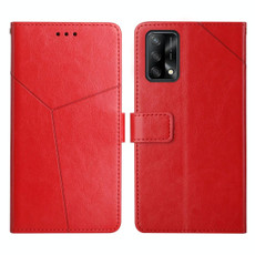 For OPPO A74 4G / F19 Y Stitching Horizontal Flip Leather Phone Case(Red)
