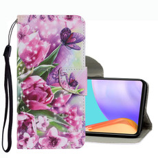 For Samsung Galaxy A33 Coloured Drawing Pattern Leather Phone Case(Rose Butterfly)