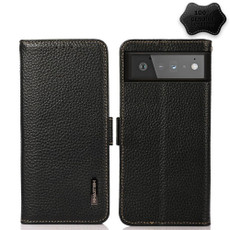 For Google Pixel 6 KHAZNEH Side-Magnetic Litchi Genuine Leather RFID Case(Black) For Google Pixel 6 KHAZNEH Side-Magnetic Litchi Genuine Leather RFID Case(Black)