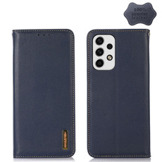 For Samsung Galaxy A73 5G KHAZNEH Nappa Top Layer Cowhide Leather Phone Case(Blue)