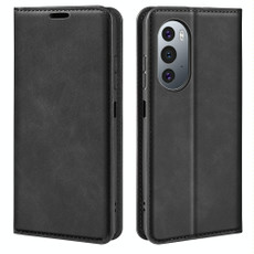 For Motorola Edge X30 Retro-skin Magnetic Suction Leather Phone Case(Black)