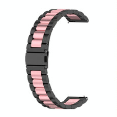 For Huawei Watch GT Runner / Watch GT 3 46mm Three Bead Stainless Steel Watch Band (Black Pink)
