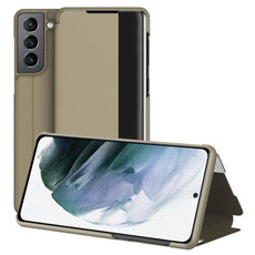 For Samsung Galaxy S22+ 5G Window View Leather Phone Case(Gold) For Samsung Galaxy S22+ 5G Window View Leather Phone Case(Gold)