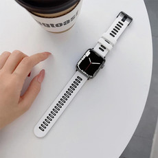 Silicone Watch Band For Apple Watch Ultra 49mm&Watch Ultra 2 49mm / Series 9&8&7 45mm / SE 3&SE 2&6&SE&5&4 44mm / 3&2&1 42mm(White + Black)