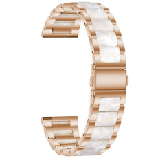 For Huawei Watch GT 3 46mm / GT Runner Three Beads Metal Resin Watch Band(Rose Gold White)