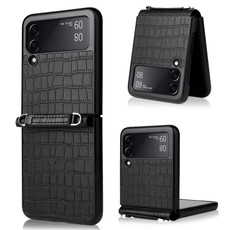 For Samsung Galaxy Z Flip3 5G Siamese Bamboo Texture Phone Case with Lanyard(Black)