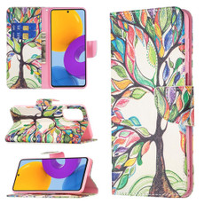 For Samsung Galaxy M52 5G Colored Drawing Pattern Leather Phone Case(Tree Life)