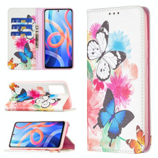 For Xiaomi Redmi Note 11 5G Colored Drawing Invisible Magnetic PU Leather Phone Case(Two Butterflies)