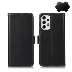 For Samsung Galaxy A33 5G Crazy Horse Top Layer Cowhide Leather Phone Case(Black)