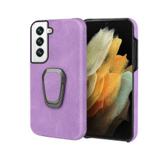 Ring Holder PU Phone Case For Samsung Galaxy S22 5G(Purple)