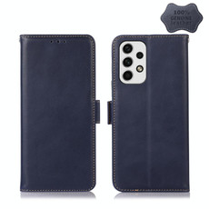 For Samsung Galaxy A33 5G Crazy Horse Top Layer Cowhide Leather Phone Case(Blue)