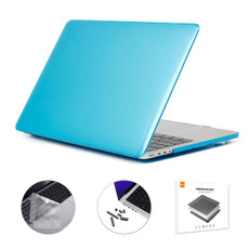 ENKAY Hat-Prince 3 in 1 Crystal Laptop Protective Case + TPU Keyboard Film + Anti-dust Plugs Set for MacBook Pro 14.2 inch A2442 2021, Version:US Version(Light Blue)