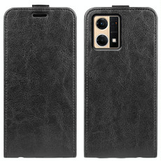 For OPPO Reno7 4G / F21 Pro 4G R64 Texture Vertical Flip Leather Phone Case(Black)