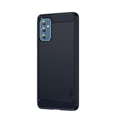 For Samsung Galaxy M52 5G MOFI Gentleness Series Brushed Texture Carbon Fiber Soft TPU Case(Blue)