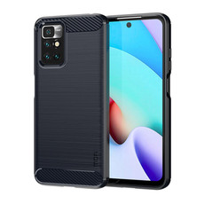 For Xiaomi Redmi 10 / 10 Prime MOFI Gentleness Series Brushed Texture Carbon Fiber Soft TPU Phone Case(Blue)