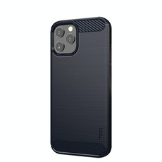 For iPhone 12 Pro Max MOF Gentleness Series Brushed Texture Carbon Fiber Soft TPU Case(Blue)