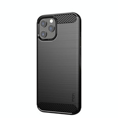 For iPhone 12 Pro Max MOF Gentleness Series Brushed Texture Carbon Fiber Soft TPU Case(Black)