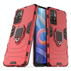 For Xiaomi Redmi Note 11 China / Poco M4 Pro 5G PC + TPU Shockproof Protective Phone Case with Magnetic Ring Holder(Red)