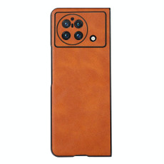 For vivo X Fold Precise Hole Cowhide Texture PU Phone Case(Brown)