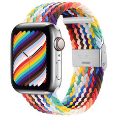 Nylon Braid One Buckle Watch Band For Apple Watch Series 9&8&7 41mm / SE 3&SE 2&6&SE&5&4 40mm / 3&2&1 38mm(Rainbow)