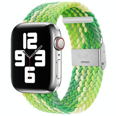Nylon Braid One Buckle Watch Band For Apple Watch Series 9&8&7 41mm / SE 3&SE 2&6&SE&5&4 40mm / 3&2&1 38mm(Lime)