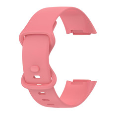 For Fitbit Charge 5 Monochromatic Silicone Watch Band, Size: Small Size(Pink)